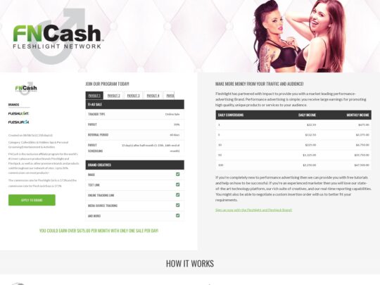 FNCash review, a site that is one of many popular Sex Store Affiliates