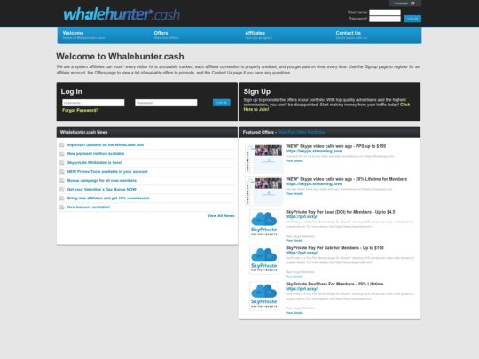 WhaleHunter Cash review, a site that is one of many popular Webcam Affiliate Programs