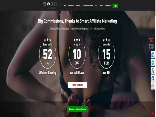 VX-Cash review, an affiliate program that is one of many popular Webcam Affiliate Programs